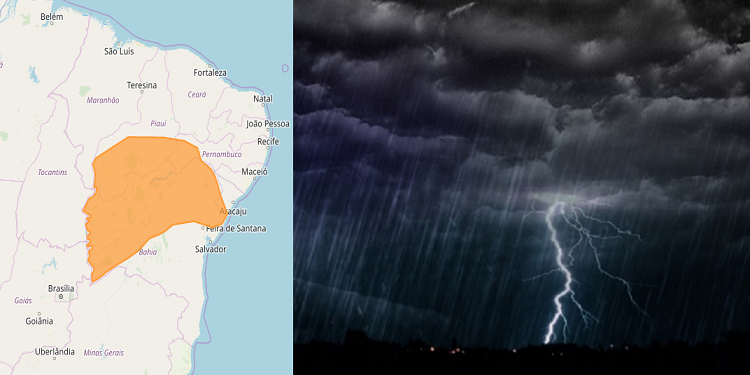 Inmet alerta para chuva intensa no Sul do Piauí
